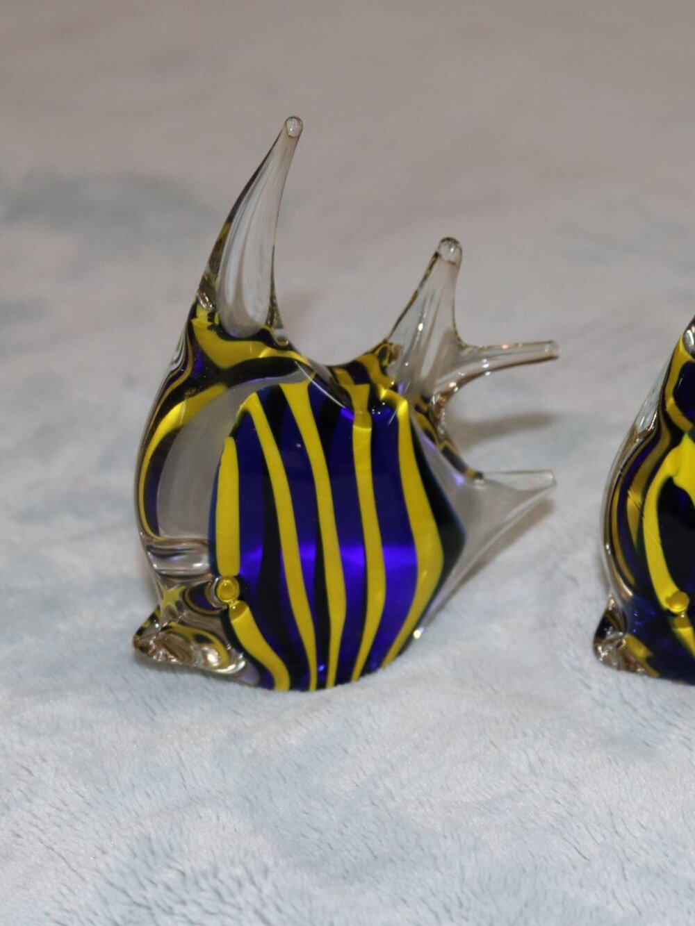 Glass blown striped fish set of two.